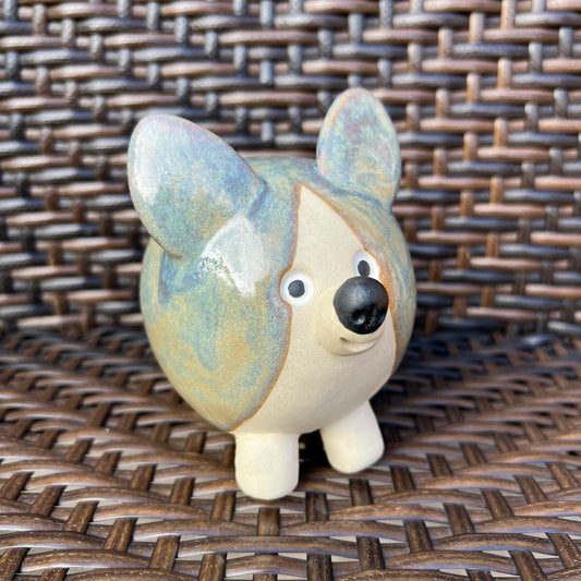 Handmade Rock Dog Collectible - Striped Multi-Colored
