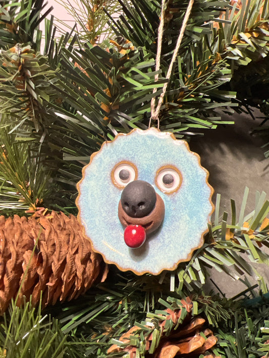 Handmade Rock Dogs Ornament - Sky Blue