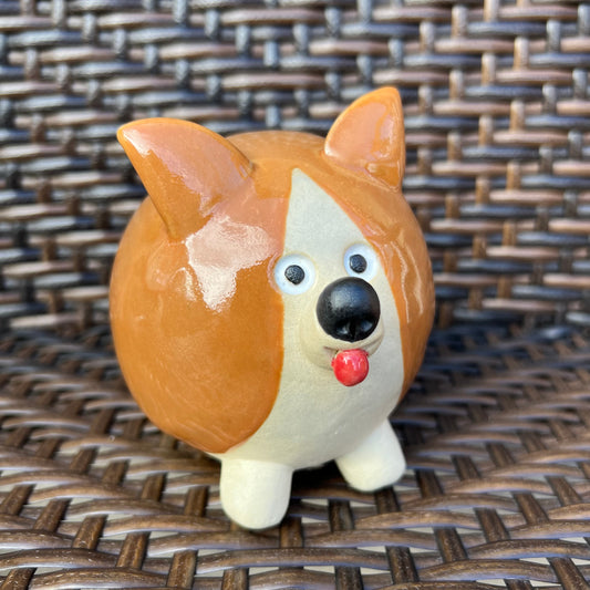 Handmade Rock Dog Collectible - Striped Light Brown