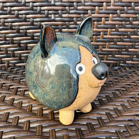 Handmade Rock Dog Collectible - Striped Blacks and Browns