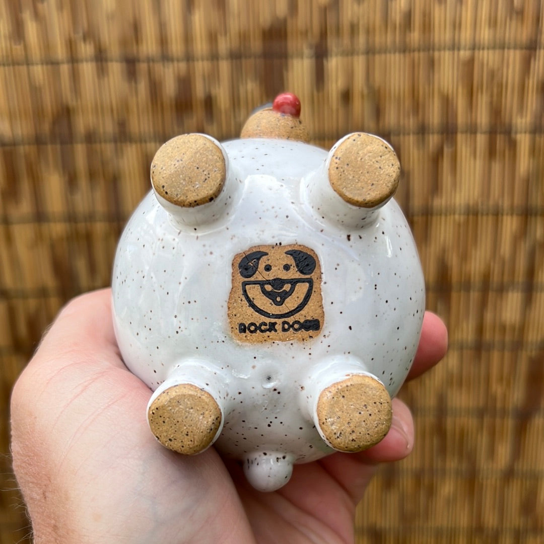 Handmade Rock Dog Collectible - Speckled Snow