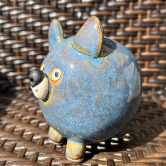 Handmade Rock Dog Collectible - Sea Foam