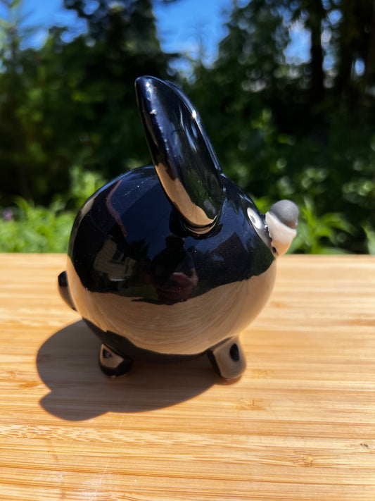 Handmade Rock Dog Collectible - Glossy Black