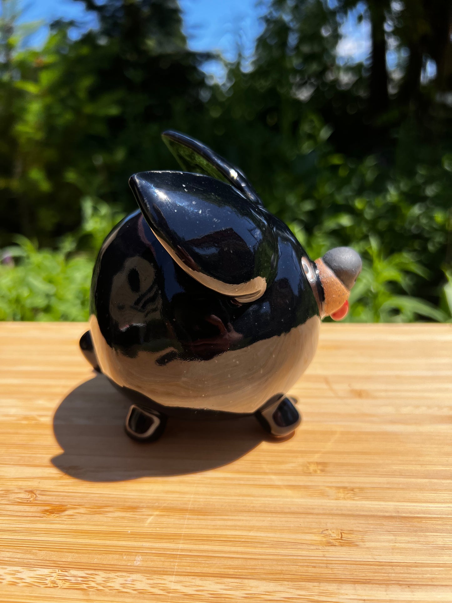 Handmade Rock Dog Collectible - Glossy Black