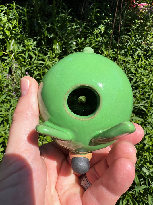 Handmade Rock Dog Planter Collectible - Grassy Green