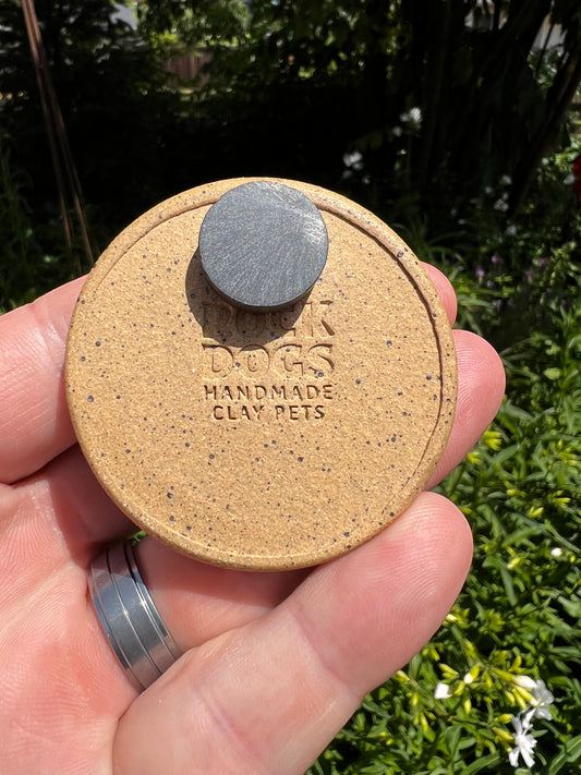 Handmade Rock Dogs Magnet - Brown