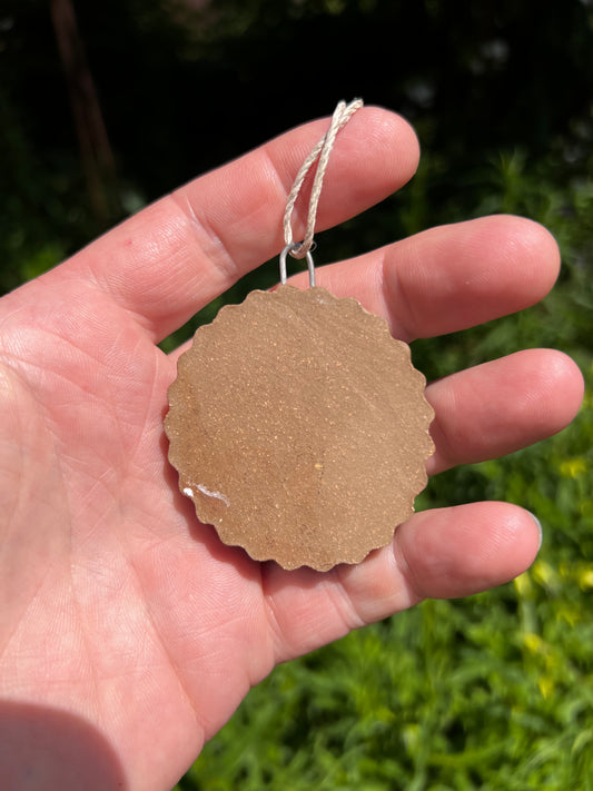 Handmade Rock Dogs Ornament - Aqua