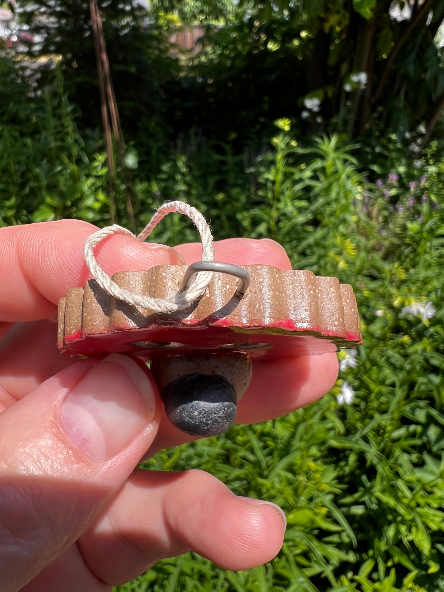 Handmade Rock Dogs Ornament - Red