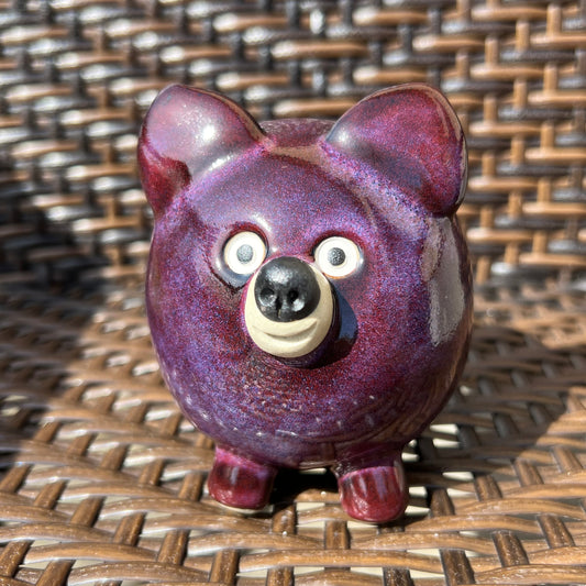 Handmade Rock Dog Collectible - Grape