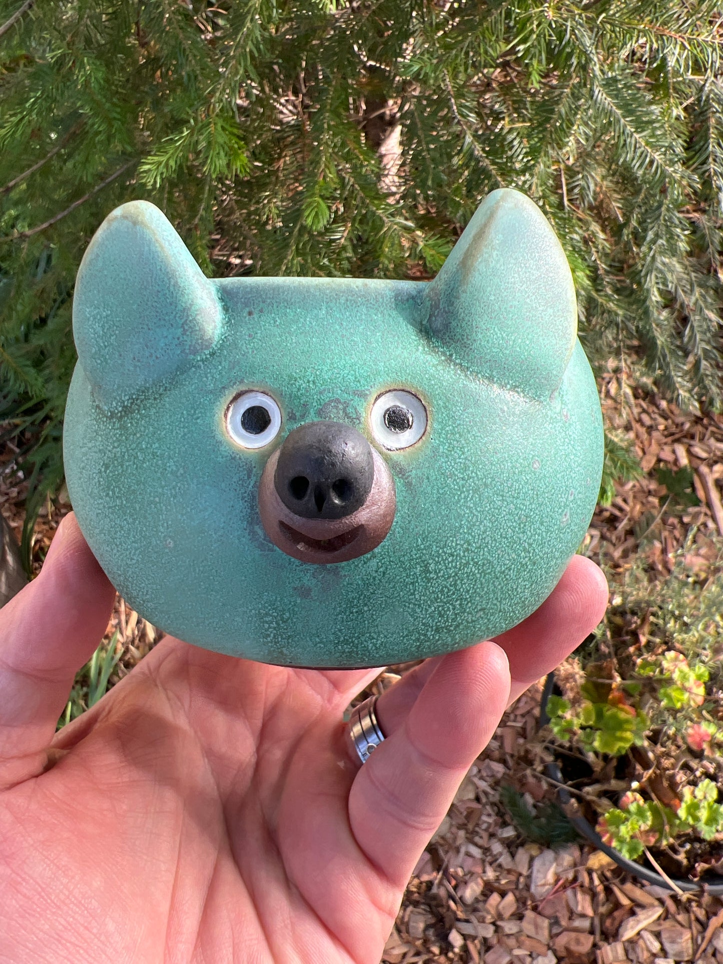 Rock Dogs Planter w/ drip hole - Copper Patina