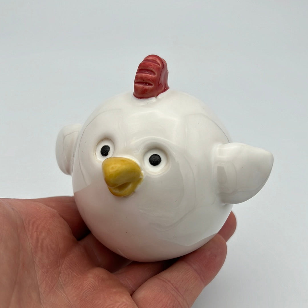 Handmade Rock Hen Collectible - Snow White