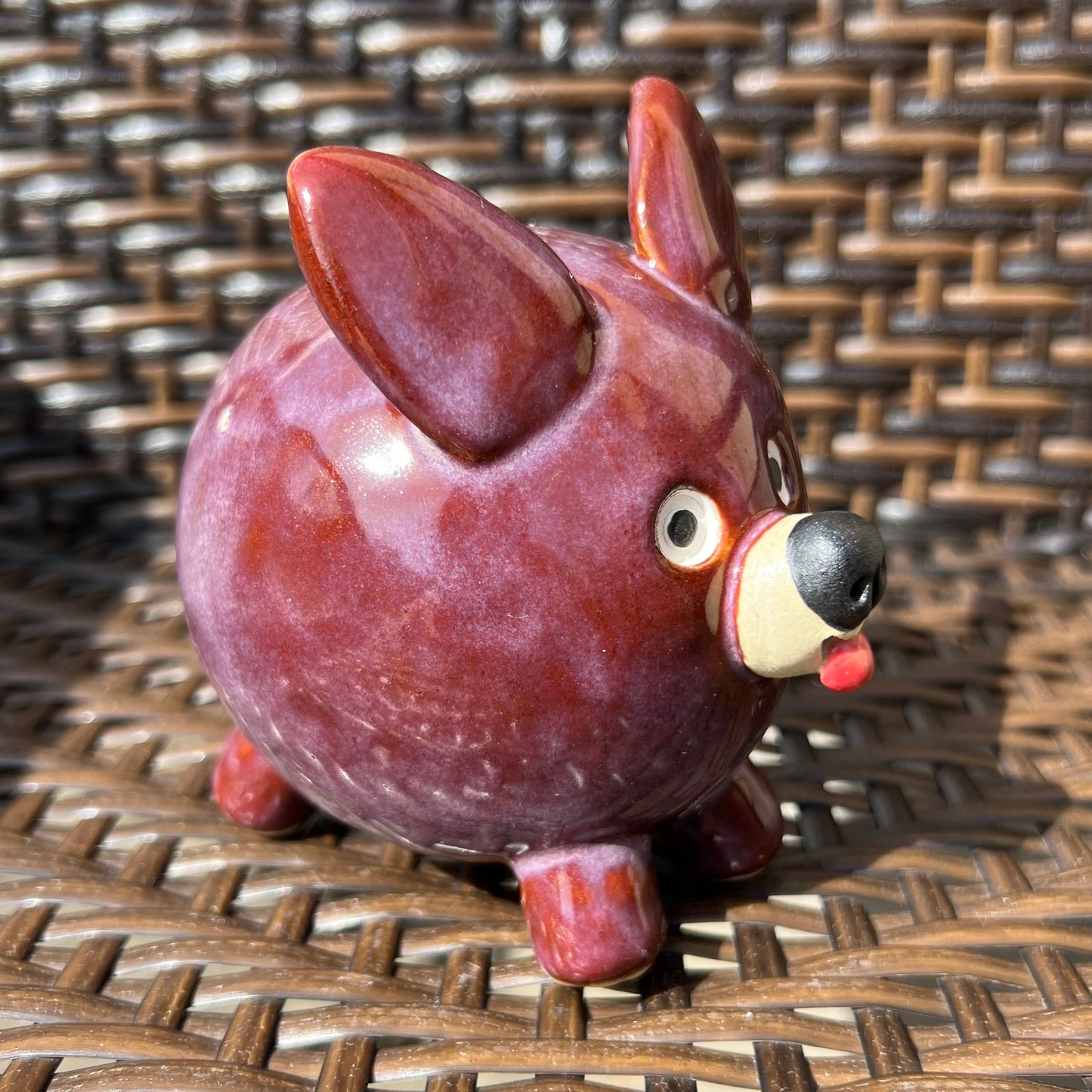 Handmade Rock Dog Collectible - Happy Pinot