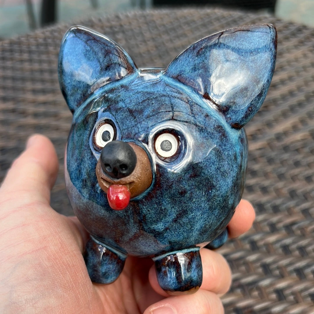 Handmade Rock Dog Collectible - Deep Sea - SECONDS