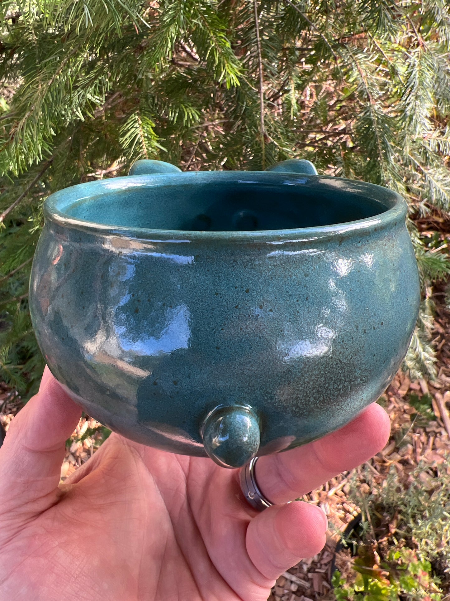 Rock Dogs Planter w/ drip hole - Turquoise