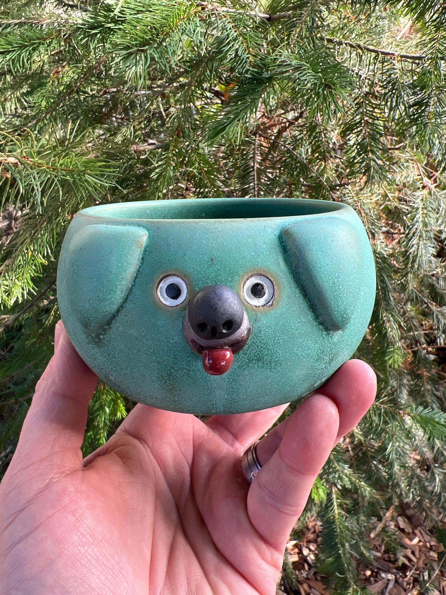 Rock Dogs Planter w/ drip hole - Copper Patina