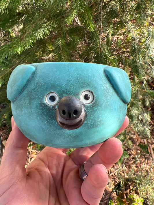 Rock Dogs Planter w/ drip hole - Aqua