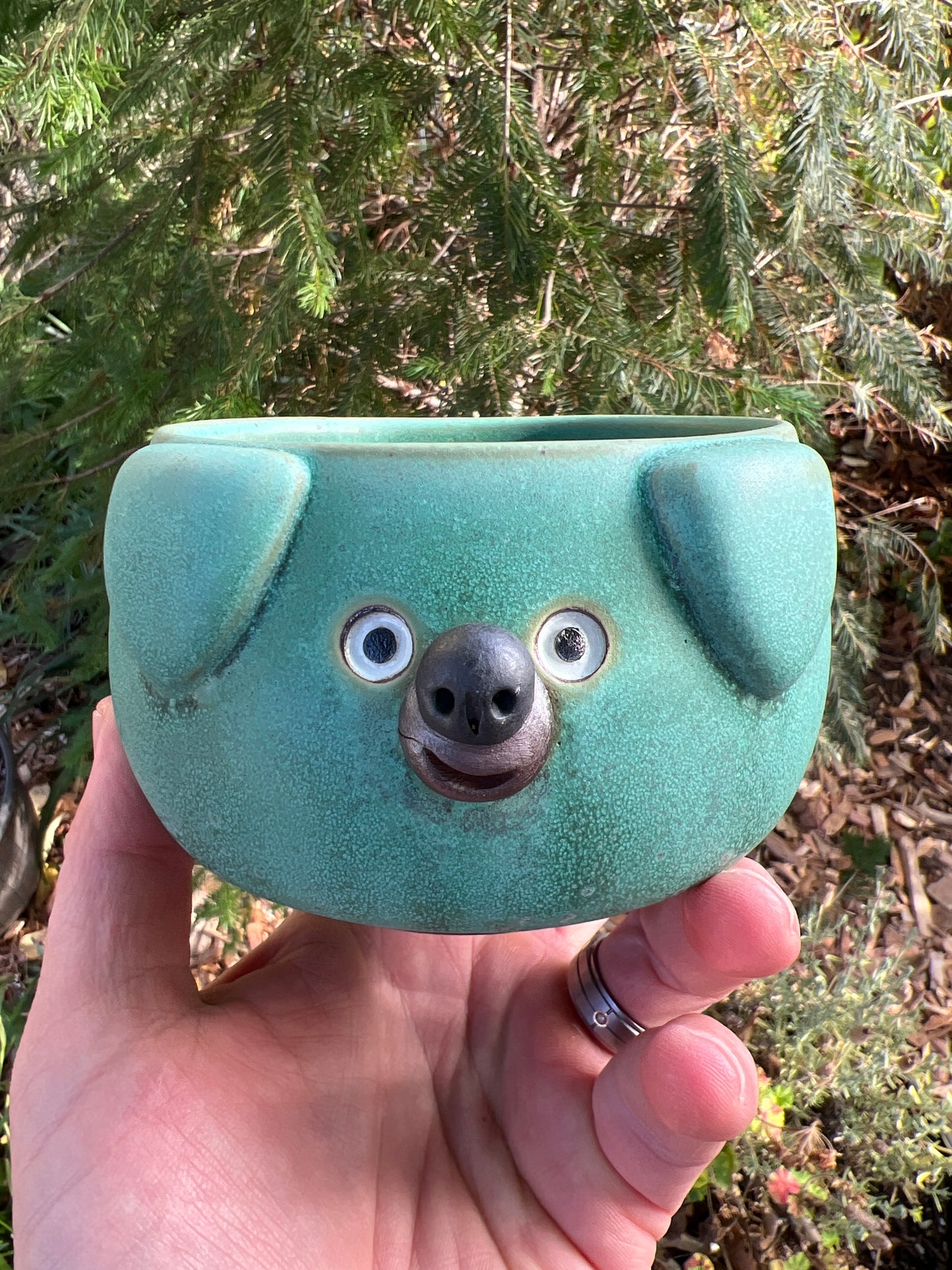 Rock Dogs Planter w/ drip hole - Copper Patina