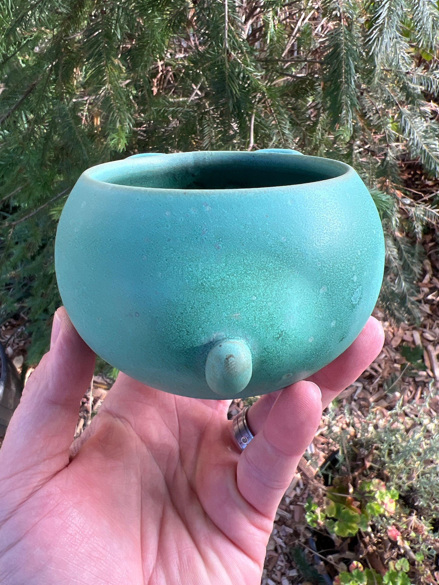 Rock Dogs Planter w/ drip hole - Copper Patina