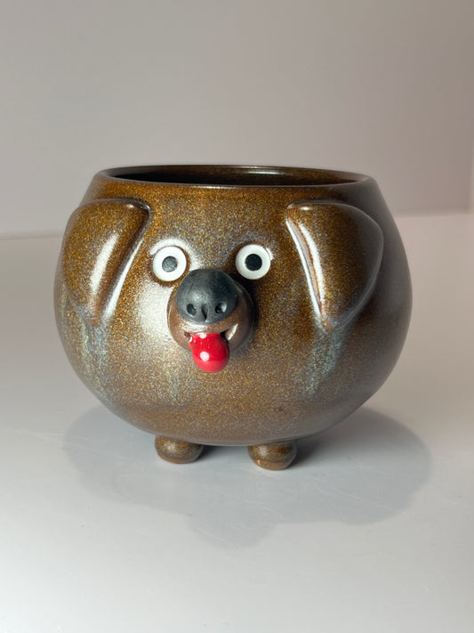 Rock Dogs Planter w/ drip hole - Iron Lustre