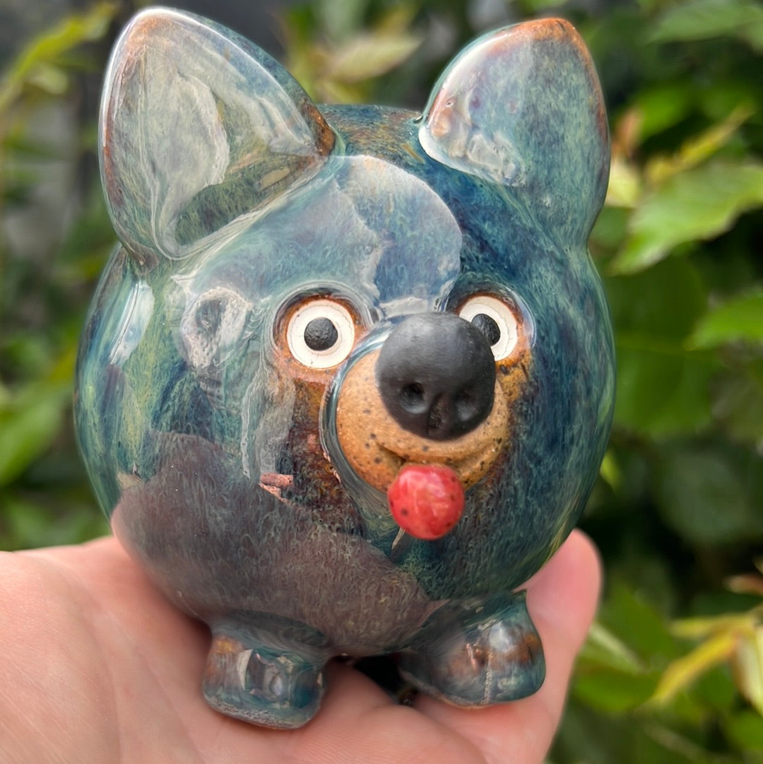 Handmade Rock Dog Collectible - River Green (SECONDS)