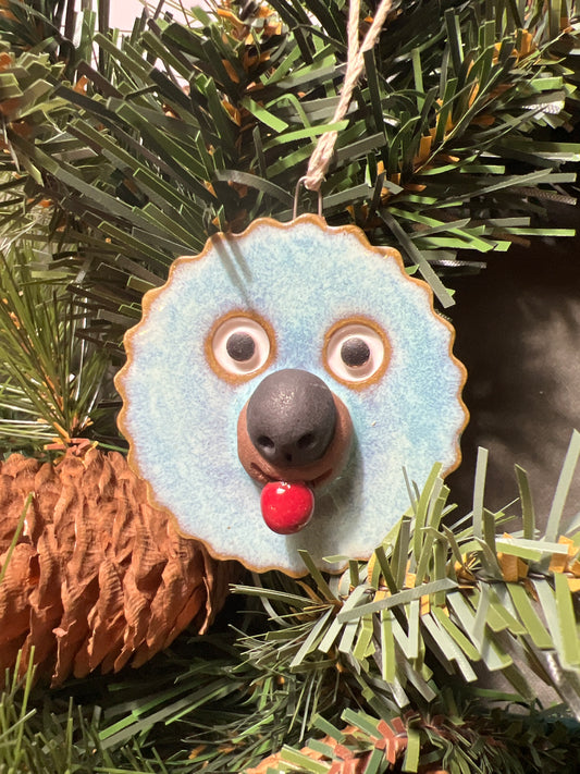Handmade Rock Dogs Ornament - Sky Blue