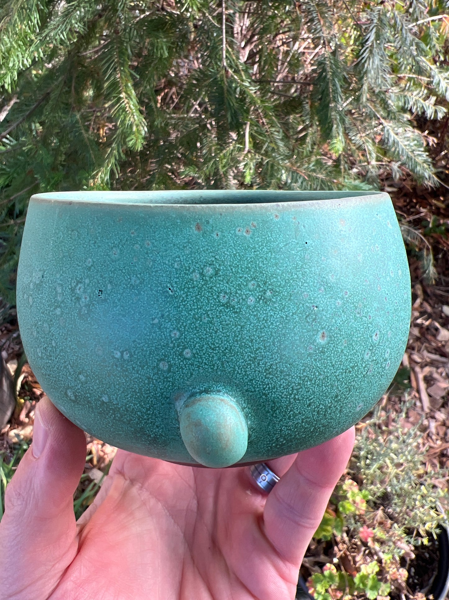 Rock Dogs Planter w/ drip hole - Copper Patina