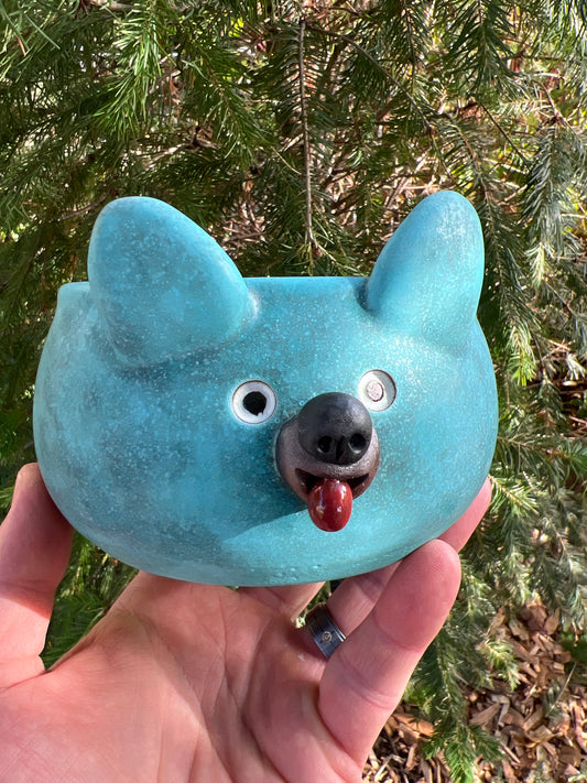 Rock Dogs Planter w/ drip hole - Aqua