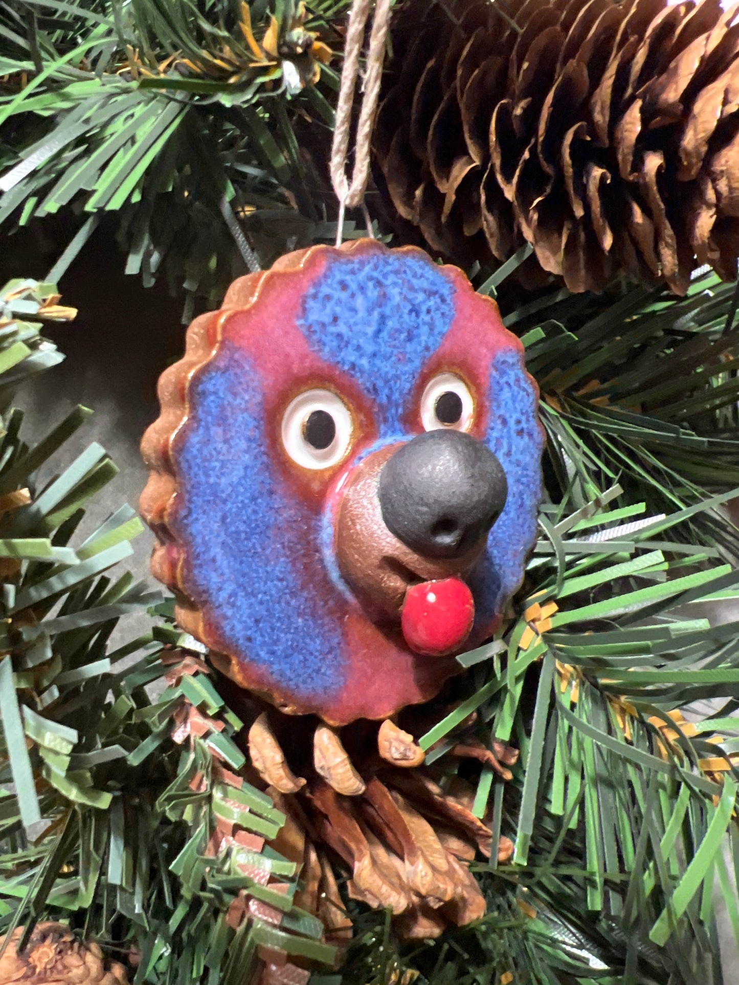 Handmade Rock Dogs Ornament - Purpled Blue