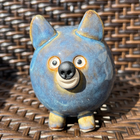 Handmade Rock Dog Collectible - Sea Foam