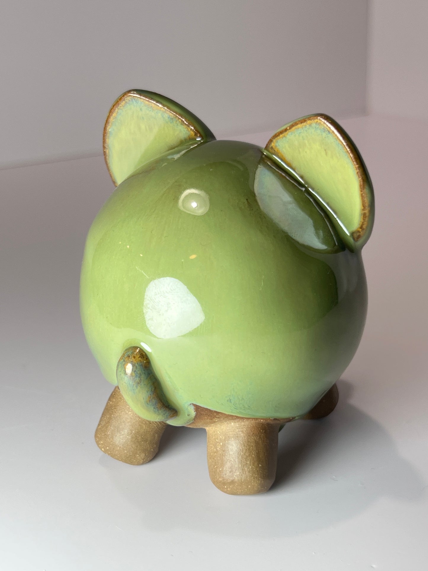 Handmade Rock Dog Collectible - Striped Jade Green