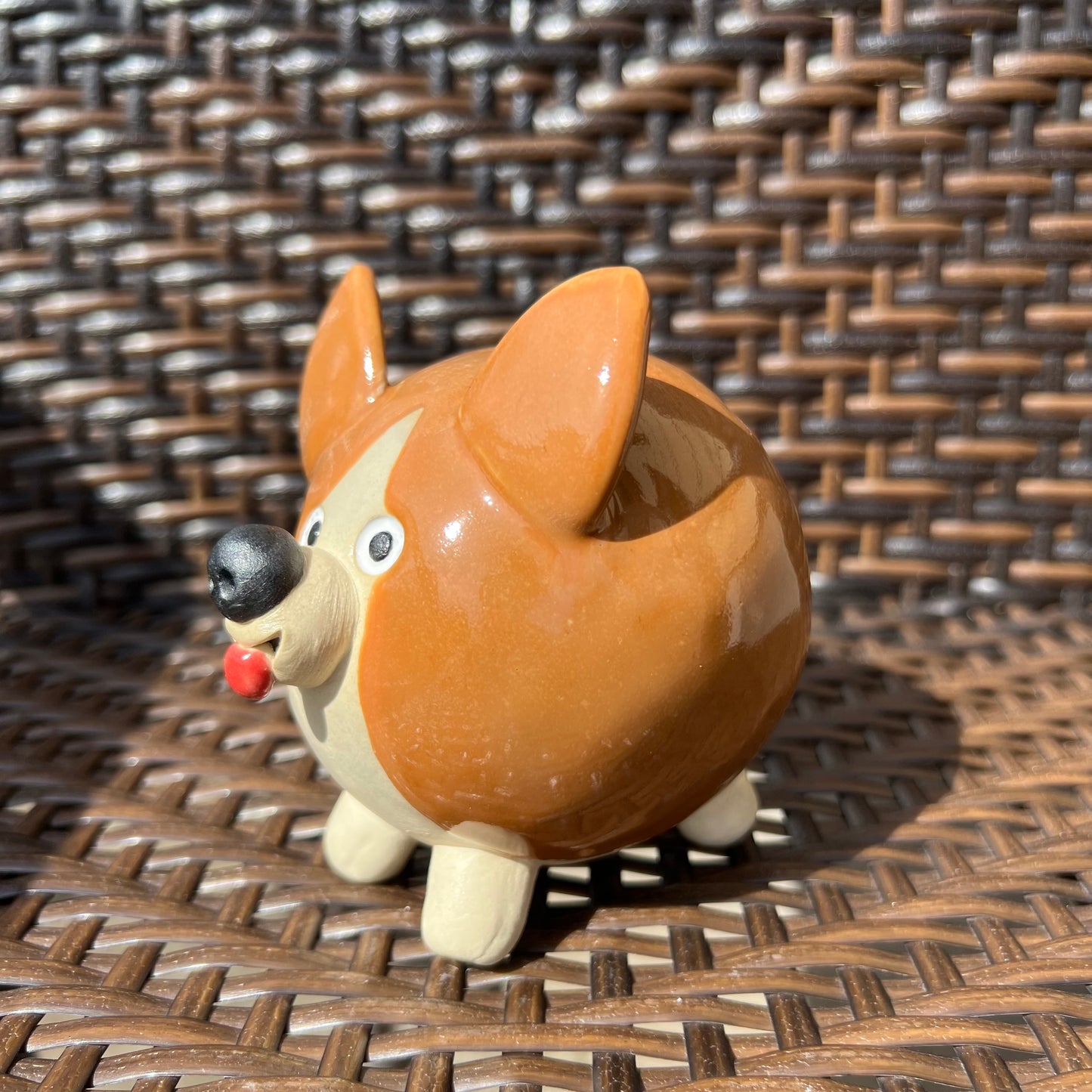Handmade Rock Dog Collectible - Striped Light Brown