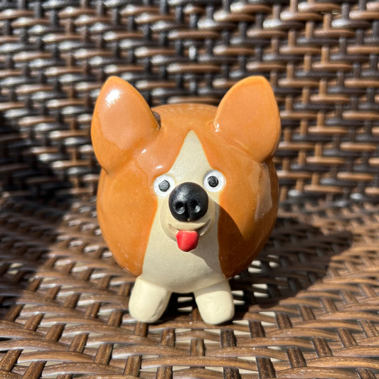 Handmade Rock Dog Collectible - Striped Light Brown