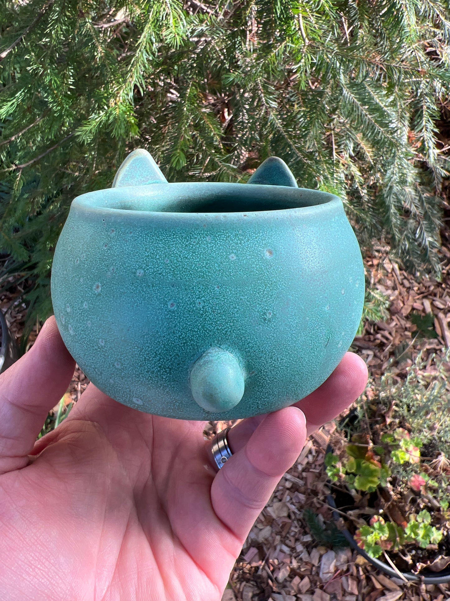 Rock Dogs Planter w/ drip hole - Copper Patina