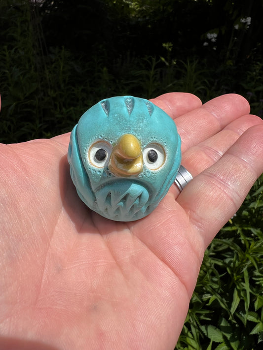 Owl Pebble Pal - Aqua