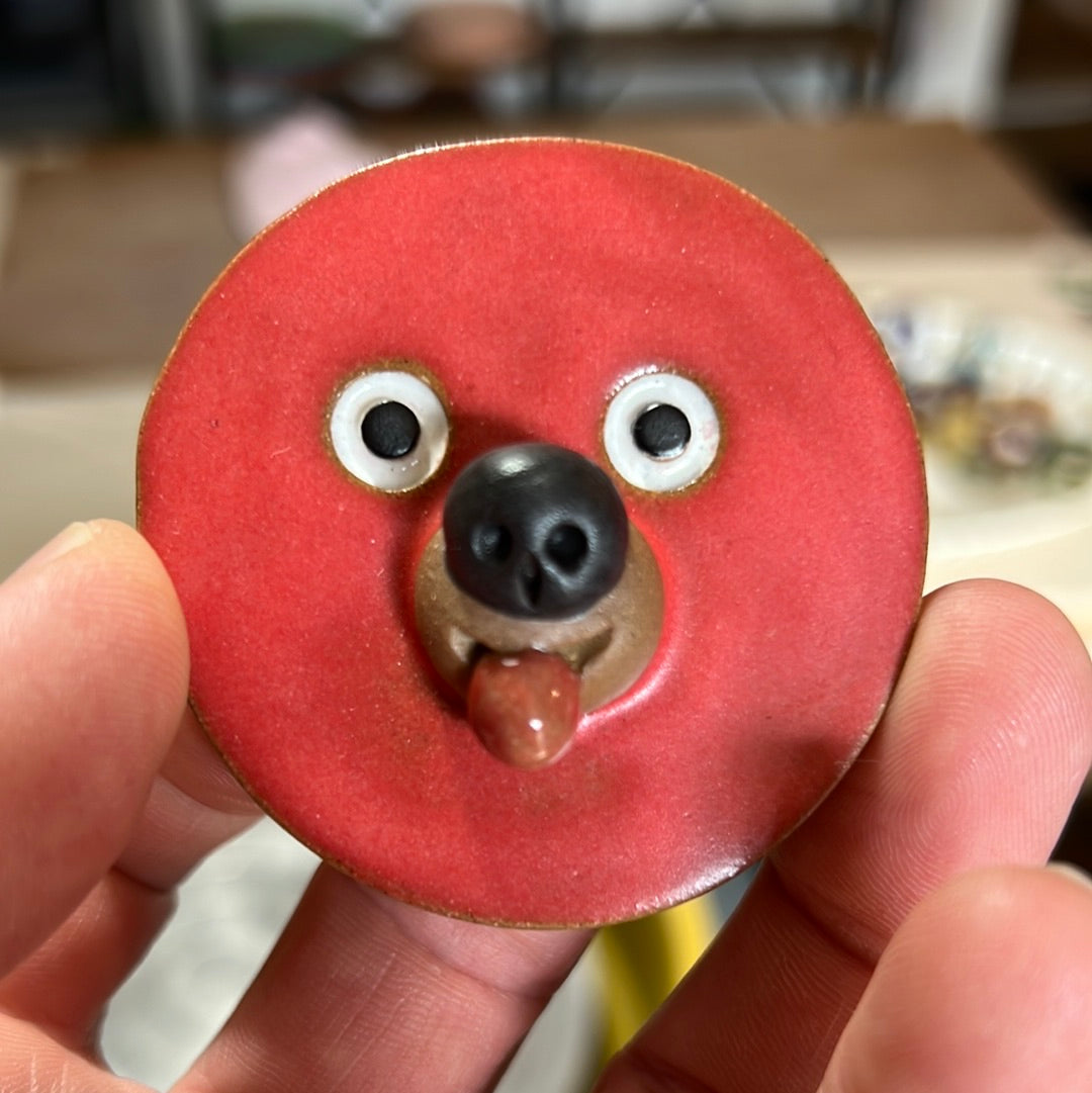 Handmade Rock Dogs Magnet - Watermelon