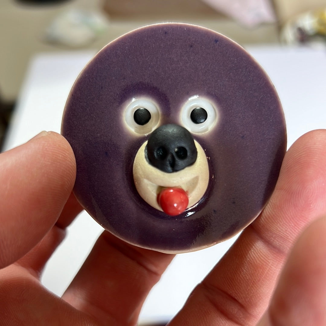 Handmade Rock Dogs Magnet - Purple