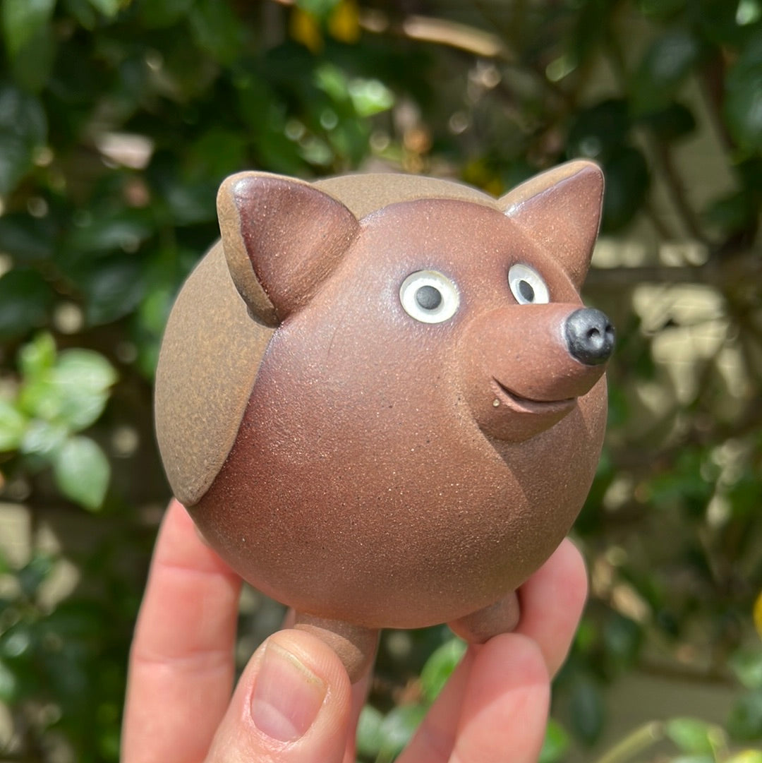Handmade Rock Hedgehog Collectible - Matte Brown